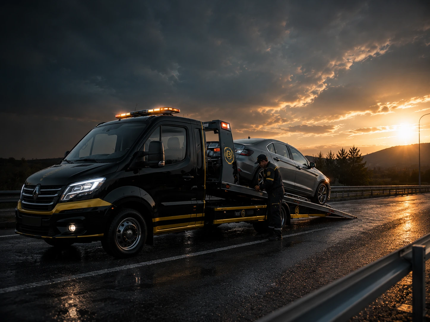 Yolda kalan araç için oto kurtarma ve yol yardım desteği